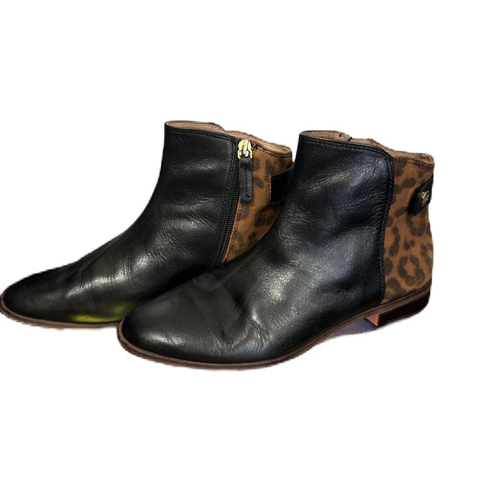 Louise et Cie Women’s Black Leopard Smooth Calf Booties Size 8.5 - Picture 2 of 9